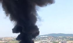 Çöp ayrıştırma tesisi bahçesinde yangın
