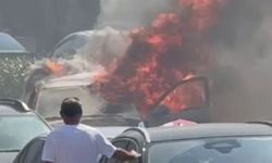 Kartal’da otomobil alev alev yandı