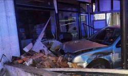 Yoldan çıkıp 2 iş yerine çarptı : 1 yaralı