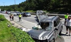 Samandıra-Kartal yolunda kaza'Cip yan yattı'