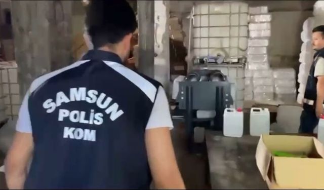 Samsun merkezli 8 ilde sahte alkol şebekesine operasyon: 4 ton etil ve metil alkol ele geçirildi