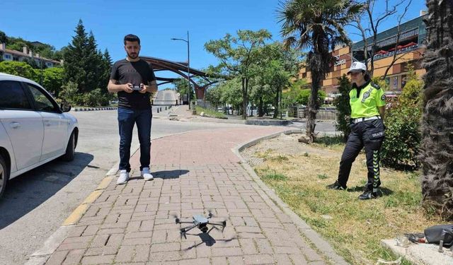 Zonguldak’ta trafikte bayram öncesi dronlu denetim