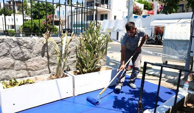 Bodrum sokakları mavi ve beyaza boyanıyor
