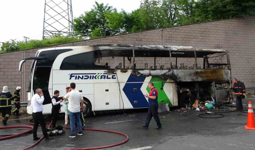 Ordu’da yolcu otobüsü alev alev yandı