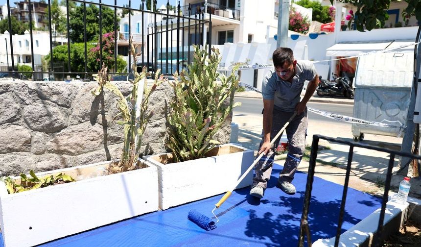 Bodrum sokakları mavi ve beyaza boyanıyor