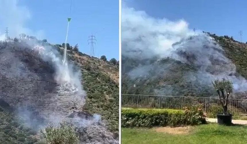 İzmir Narlıdere'de orman yangınına müdahale sürüyor